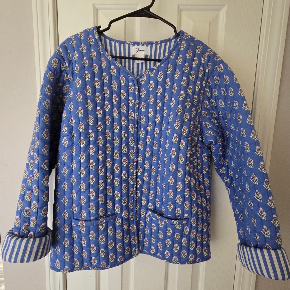 Blue Floral Quilted Jacket